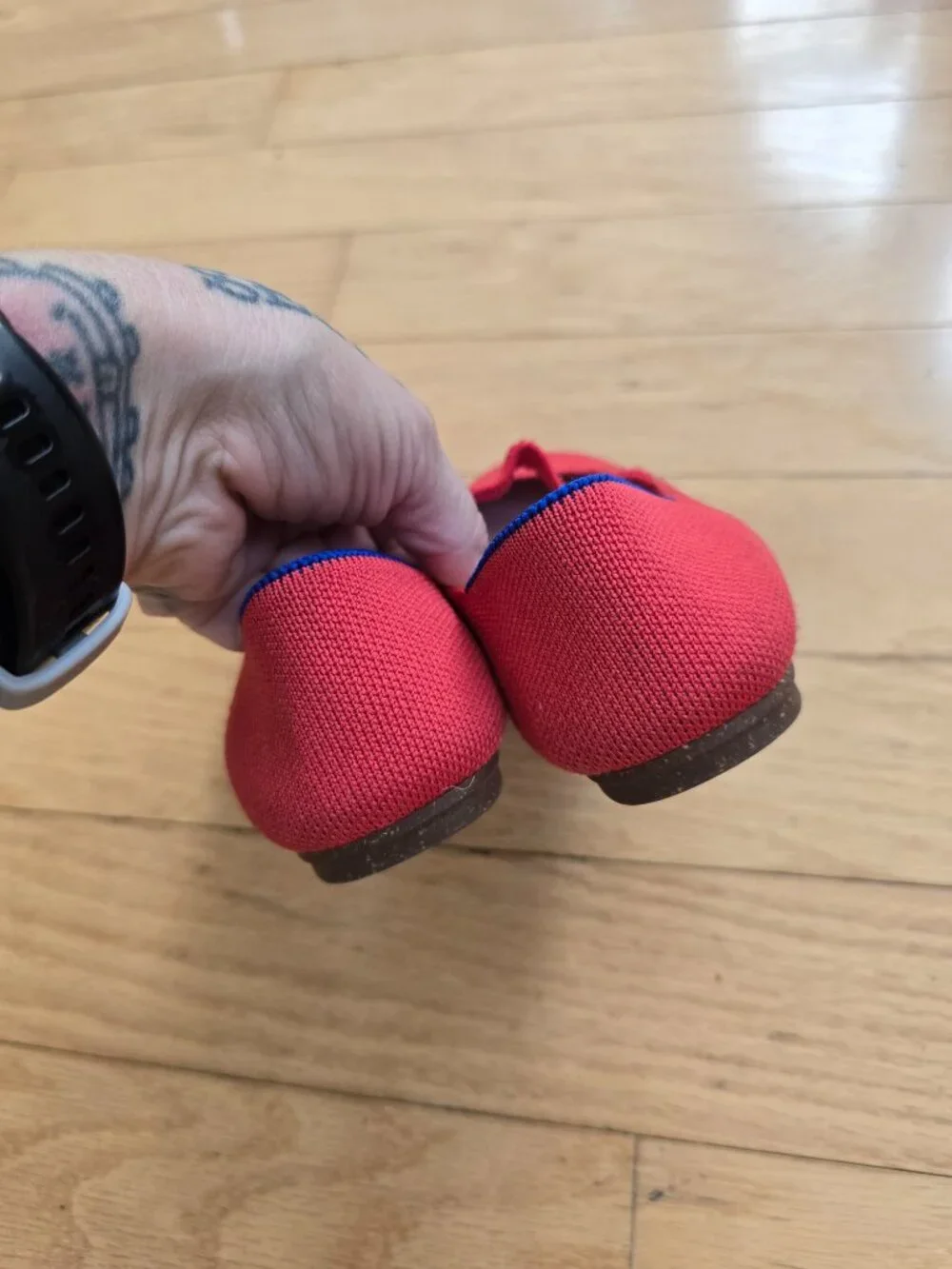 Rothy's The Mary Jane Shoes Glamour Red Knit BalletCore Flats | Kids 1
